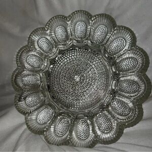 Vintage Indiana Clear Hobnail Glass Deviled Egg Dish Plate Tray 11”
